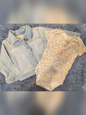 Carter's Floral Baby Onesie & Light Denim Jacket Set